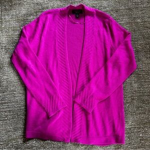 Charter Club Cashmere Open Front Cardigan Fuchsia Flirt Hot Pink Blazer, Size S